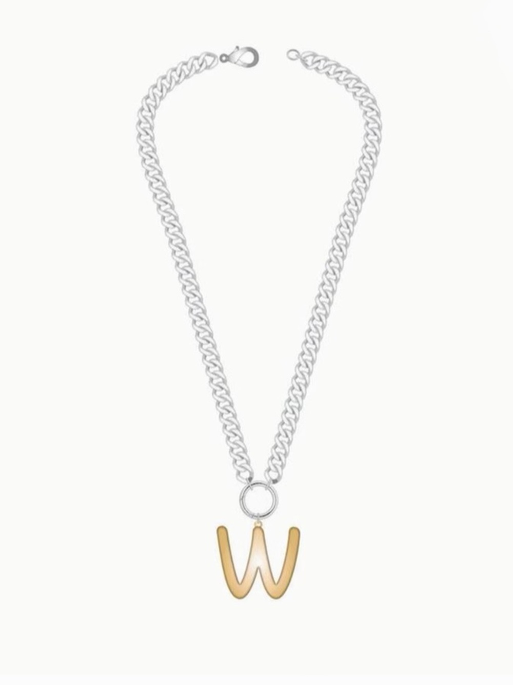 Mixed Metal Initial Bubble Letter Necklace, Letter W